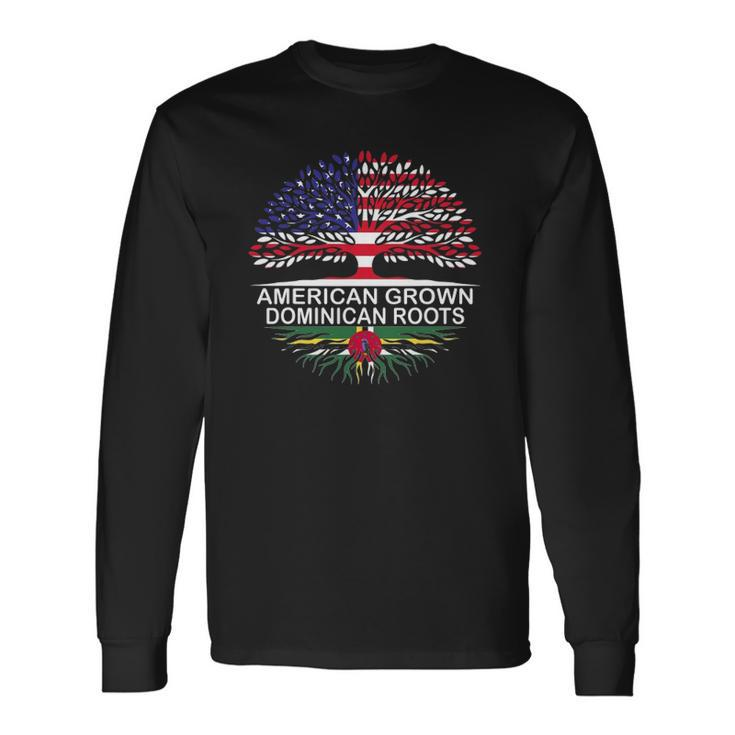 American Grown Dominican Roots Dominica Flag Long Sleeve T-Shirt T-Shirt