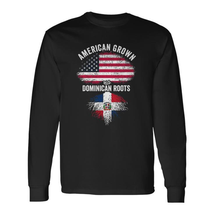 American Grown With Dominican Roots Usa Dominican Flag Long Sleeve T-Shirt T-Shirt