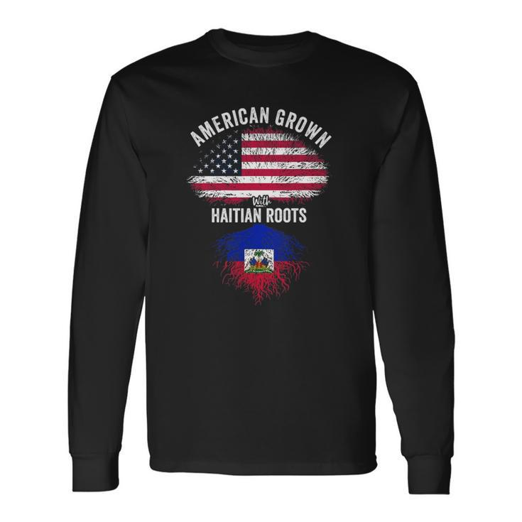 American Grown With Haitian Roots Usa Haiti Flag Long Sleeve T-Shirt T-Shirt