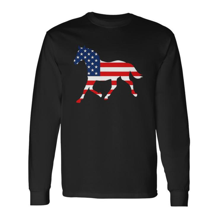 American Patriotic Horse Usa Flag July 4Th Equestrian Long Sleeve T-Shirt T-Shirt