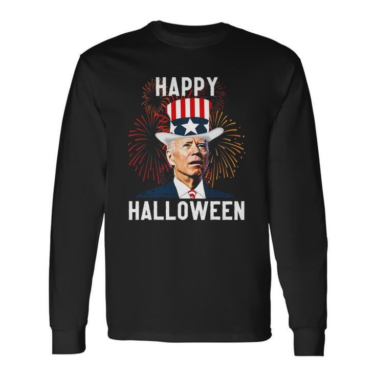 Anti Biden Joe Biden Happy Halloween For Fourth Of July Long Sleeve T-Shirt T-Shirt