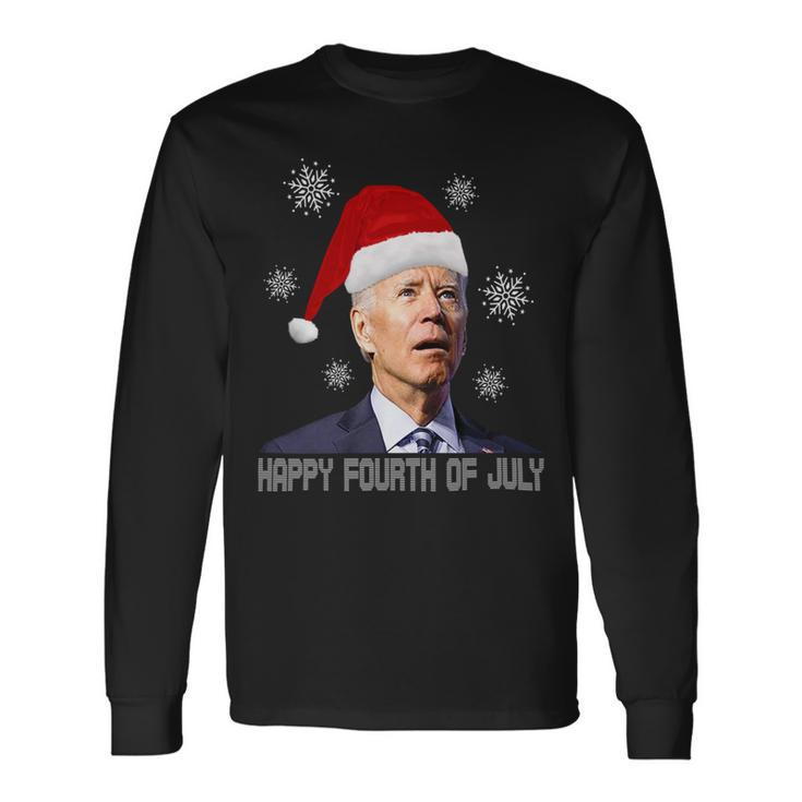 Anti Joe Biden Happy 4Th Of July Merry Christmas Long Sleeve T-Shirt