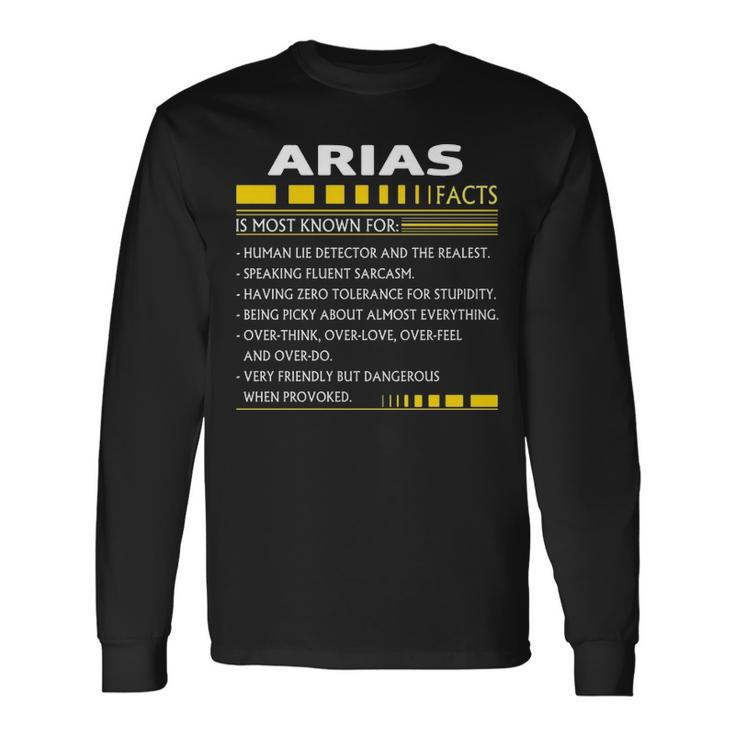 Arias Name Arias Facts Long Sleeve T-Shirt