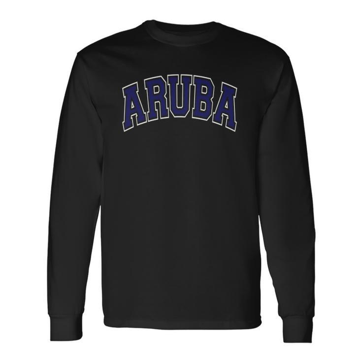 Aruba Varsity Style Navy Blue Text Long Sleeve T-Shirt T-Shirt