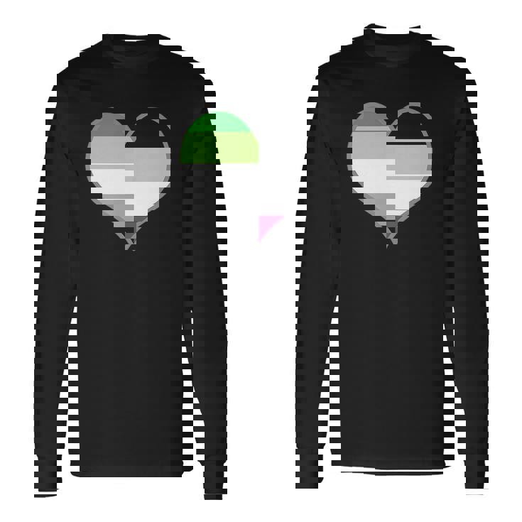 Asexual Aromantic Pride Flag Heart Nonsexual Equality Month Long Sleeve T-Shirt T-Shirt