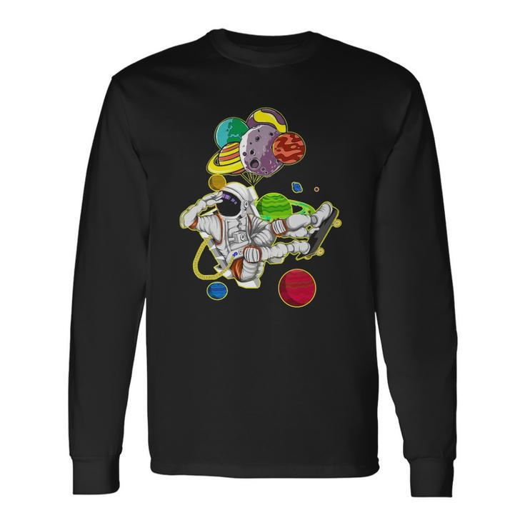 Astronaut Space Travel Planets Skateboarding Science Long Sleeve T-Shirt T-Shirt