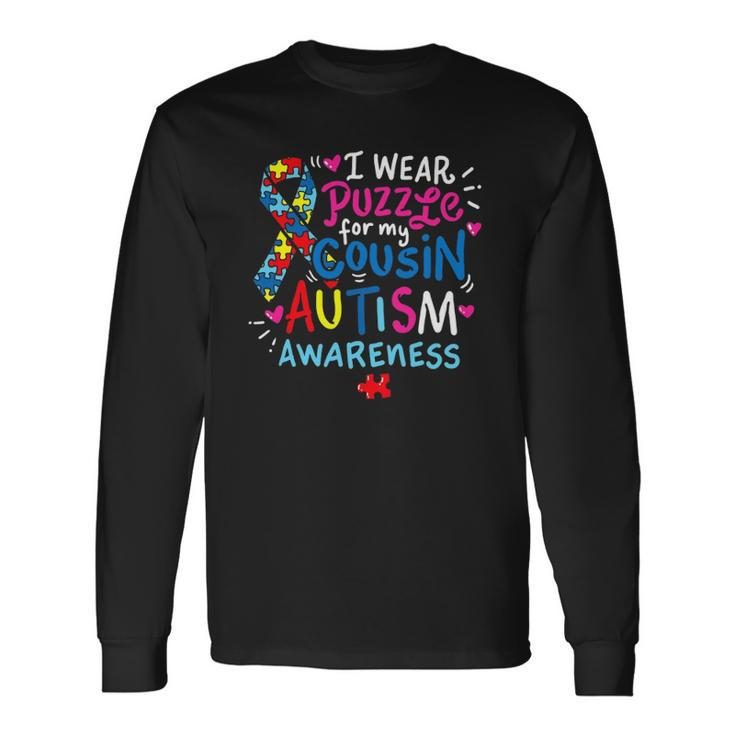 Autism Awareness I Wear Puzzle For My Cousin Long Sleeve T-Shirt T-Shirt