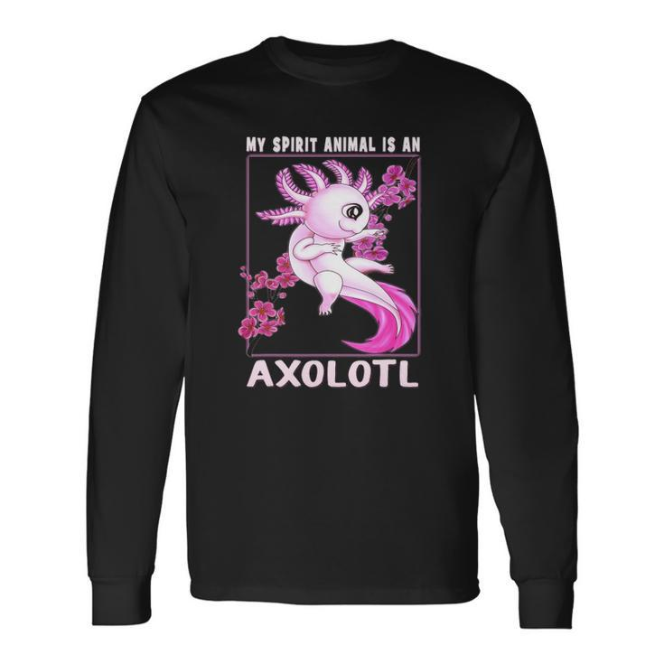 Axolotl Is My Spirit Animal Cherry Blossom Girls Boys Long Sleeve T-Shirt T-Shirt