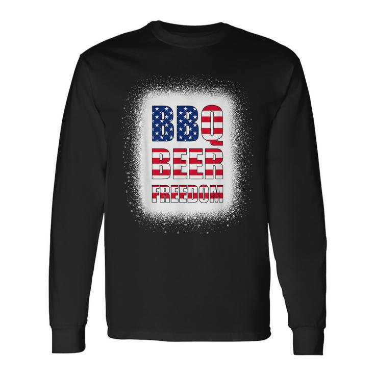 Bbq Beer Freedom America Usa Party 4Th Of July Summer Long Sleeve T-Shirt