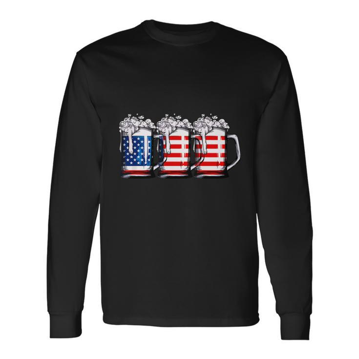 Beer American Flag 4Th Of July Independence Day Long Sleeve T-Shirt