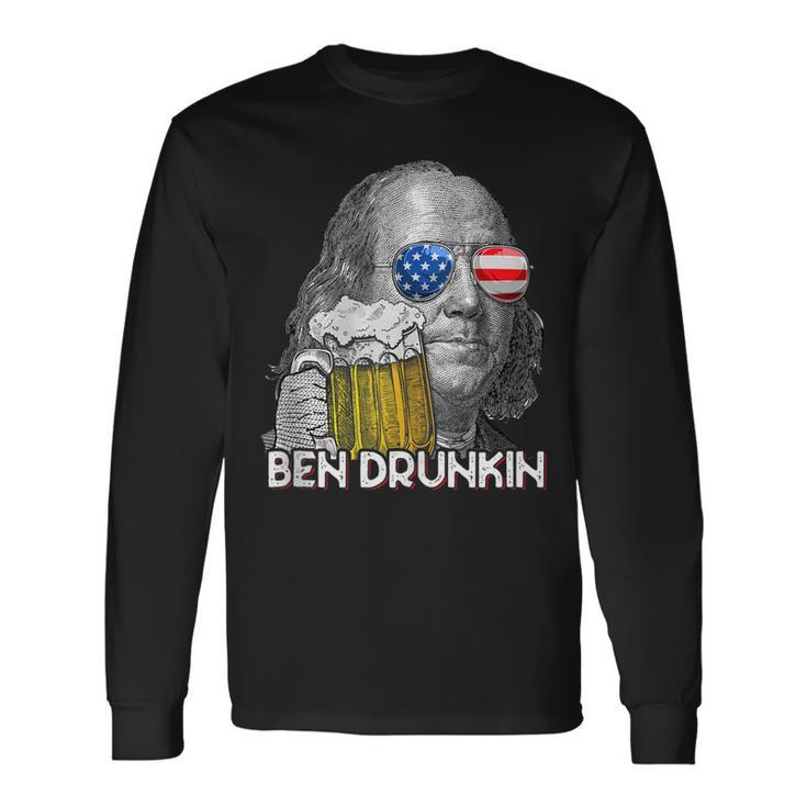 Ben Drankin Drunking 4Th Of July Beer Men Woman Long Sleeve T-Shirt