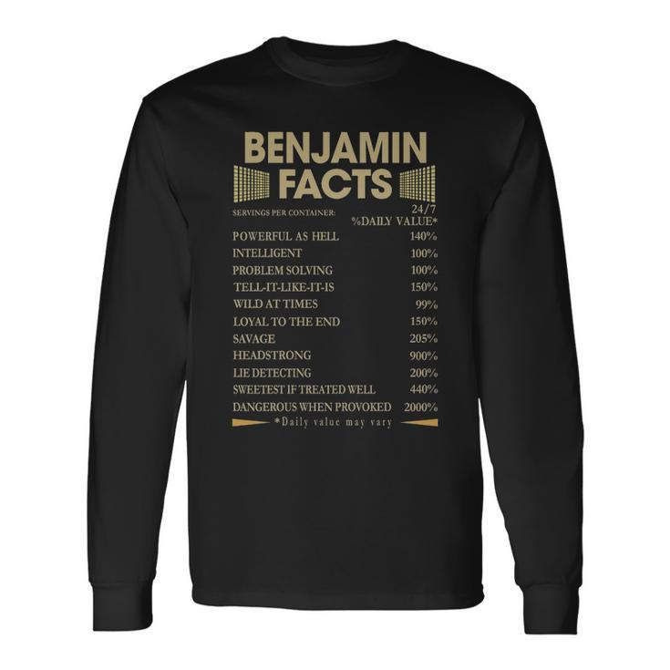 Benjamin Name Benjamin Facts Long Sleeve T-Shirt