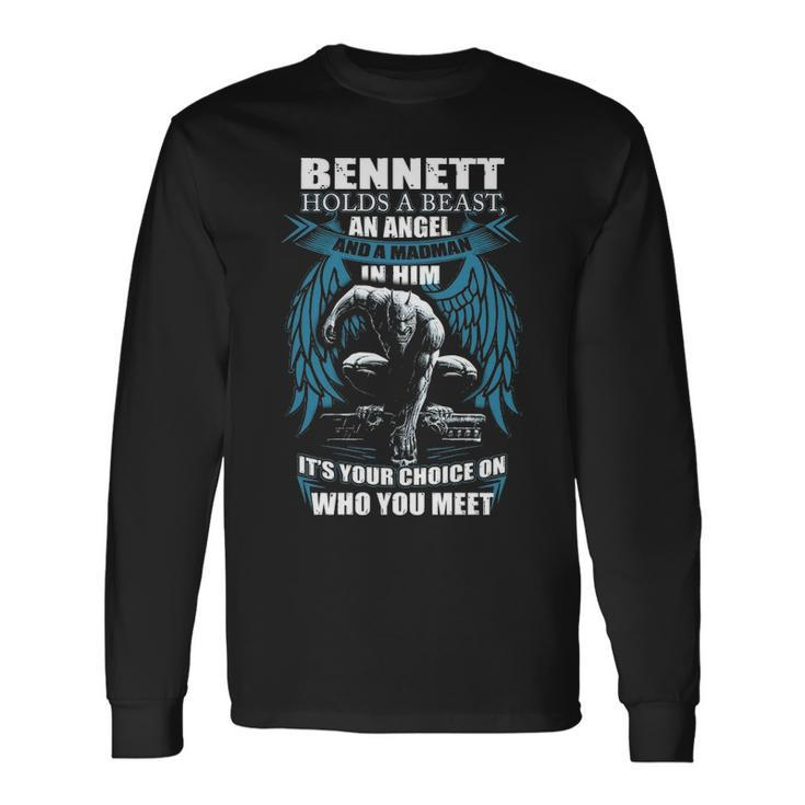 Bennett Name Bennett And A Mad Man In Him Long Sleeve T-Shirt