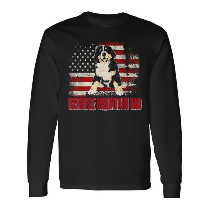 Bernese Mountain Dad American Flag 4Th Of July Dog Lovers V2 Long Sleeve T-Shirt