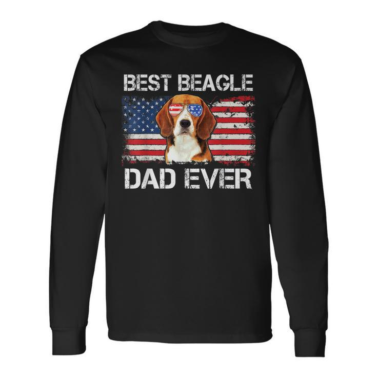 Best Beagle Dad Ever American Flag Fathers Day 4Th Of July Long Sleeve T-Shirt