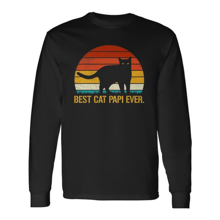 Best Cat Papi Ever Vintage Retro Cat Lover Xmas Fathers Day Long Sleeve T-Shirt T-Shirt