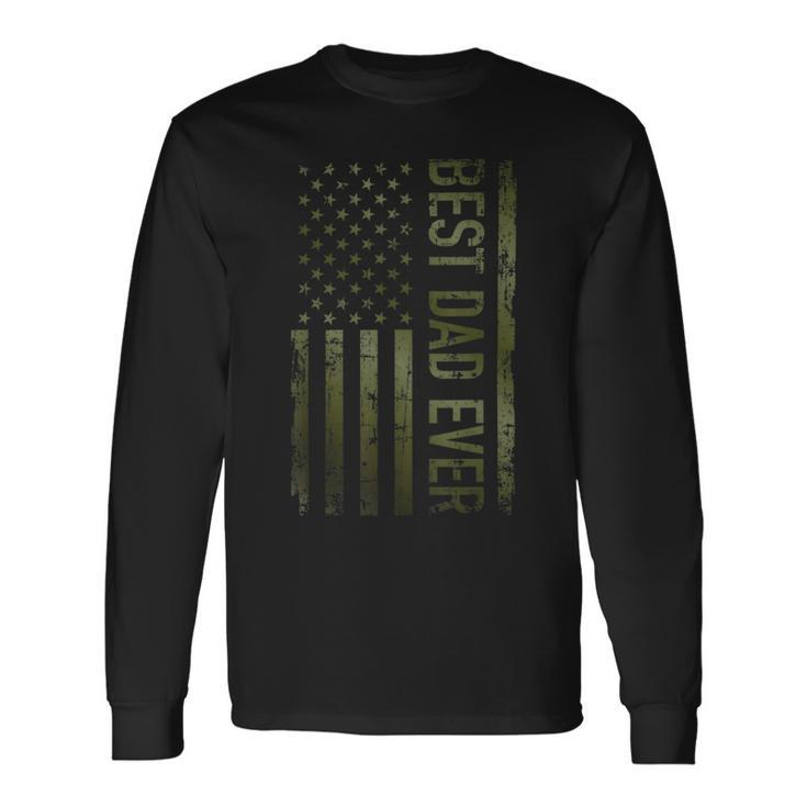 Best Dad Ever American Military Camouflage Flag Father Long Sleeve T-Shirt Gifts ideas