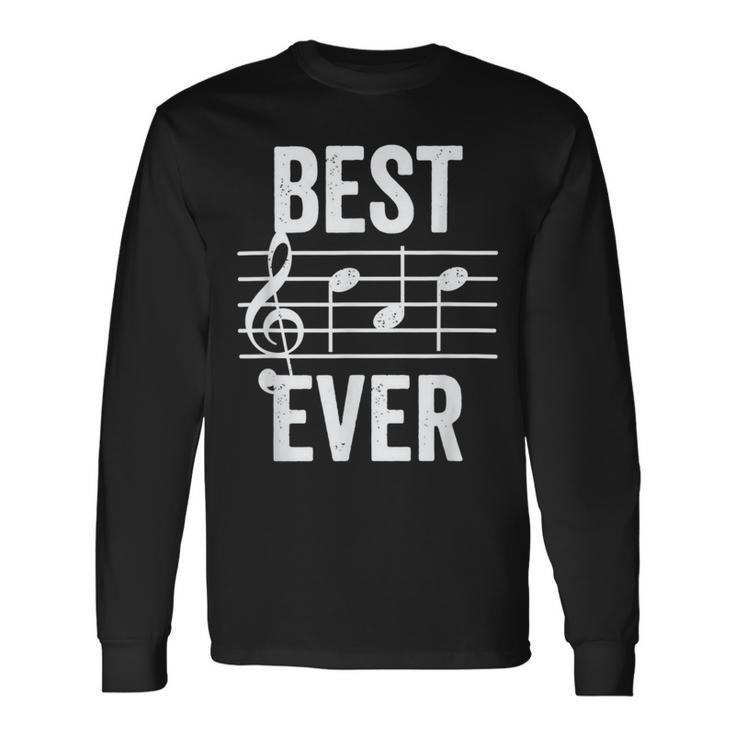 Best Dad Ever Music Note Bold Condensed Dark Long Sleeve T-Shirt