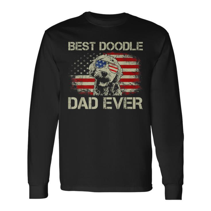 Best Doodle Dad Ever Goldendoodle 4Th Of July Long Sleeve T-Shirt