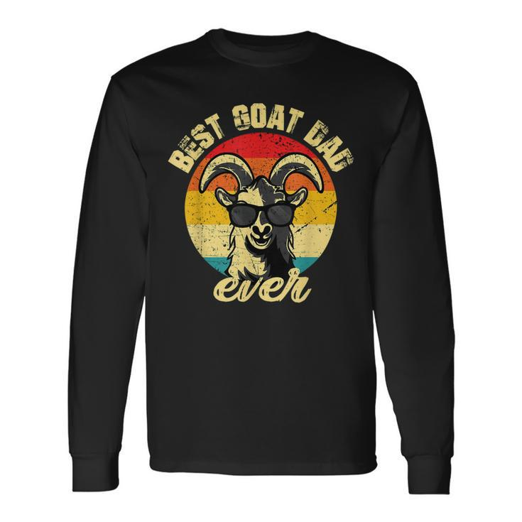 Best Goat Dad Ever Face Retro Vintage Sunset Long Sleeve T-Shirt Gifts ideas