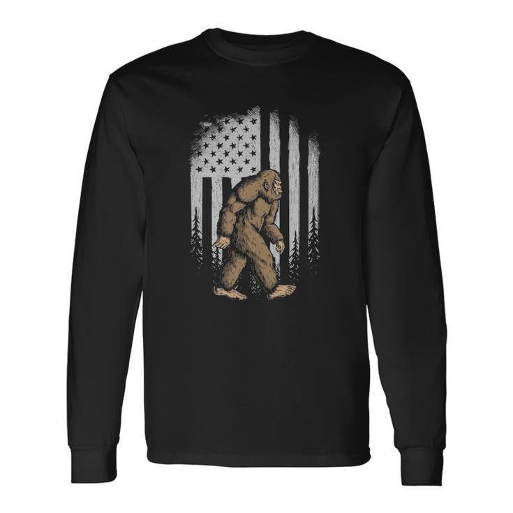 Bigfoot American Flag 4Th Of July Retro Vintage Sasquatch Long Sleeve T-Shirt T-Shirt