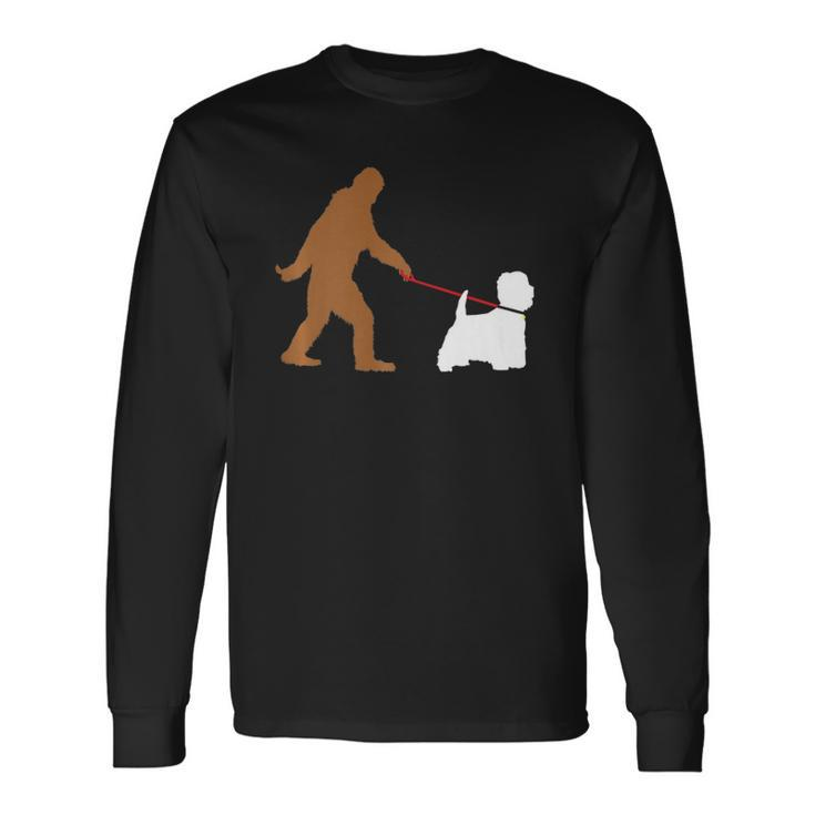 Bigfoot Walking Westie West Highland Terrier Dog Sasquatch Long Sleeve T-Shirt T-Shirt