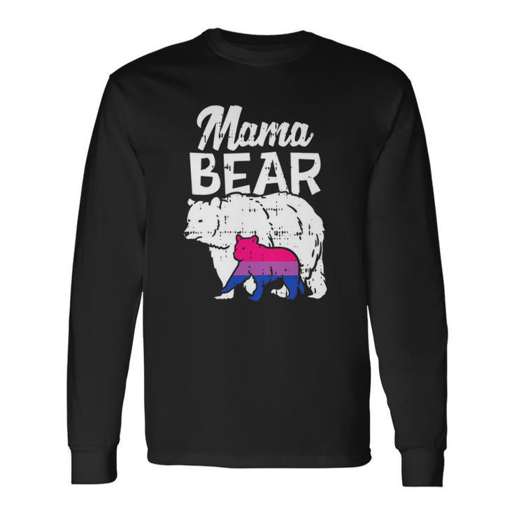 Bisexual Pride Mama Bear Bi Flag Lgbtq Mom Ally Long Sleeve T-Shirt T-Shirt