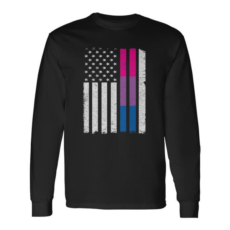 Bisexual Pride Us American Flag Love Wins Lgbt Bi Pride Long Sleeve T-Shirt T-Shirt