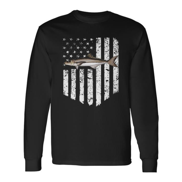 Black White American Flag Cobia 4Th Of July Fish Long Sleeve T-Shirt T-Shirt Gifts ideas