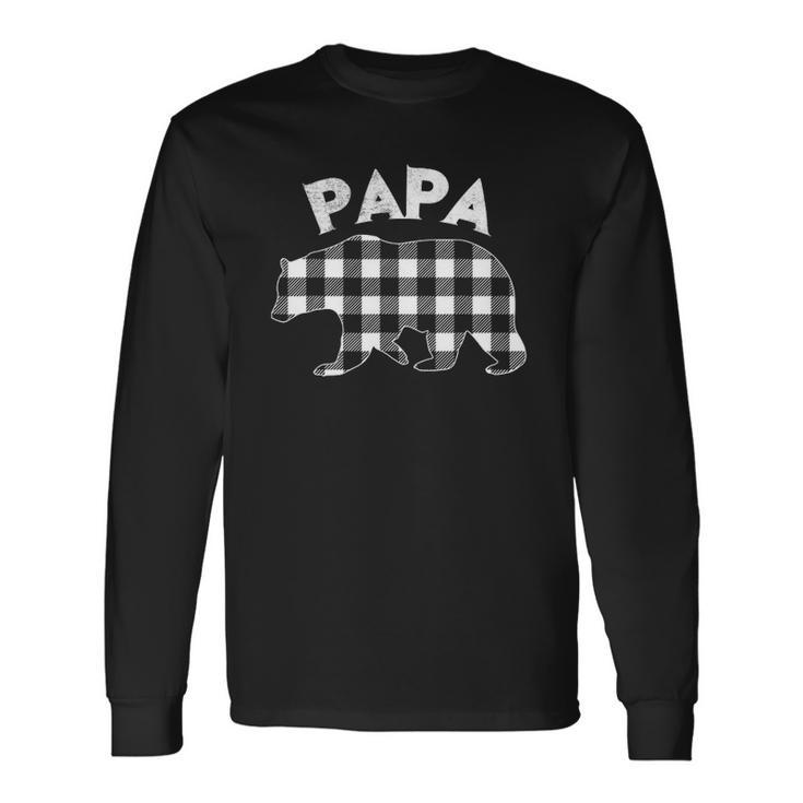 Black And White Buffalo Plaid Papa Bear Christmas Pajama Long Sleeve T-Shirt T-Shirt