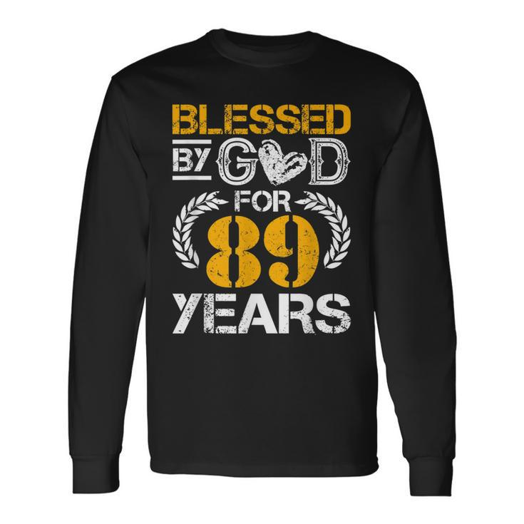Blessed By God For 89 Years 89Th Birthday Since 1933 Vintage Long Sleeve T-Shirt