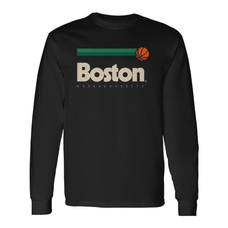 Boston Basketball B-Ball Massachusetts Green Retro Boston Long Sleeve T-Shirt T-Shirt Gifts ideas
