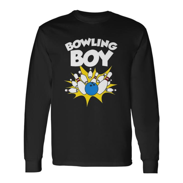 Bowling For Cool Bowler Boys Birthday Party Long Sleeve T-Shirt
