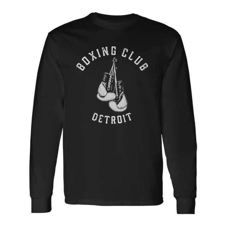 Boxing Club Detroit Distressed Gloves Long Sleeve T-Shirt T-Shirt