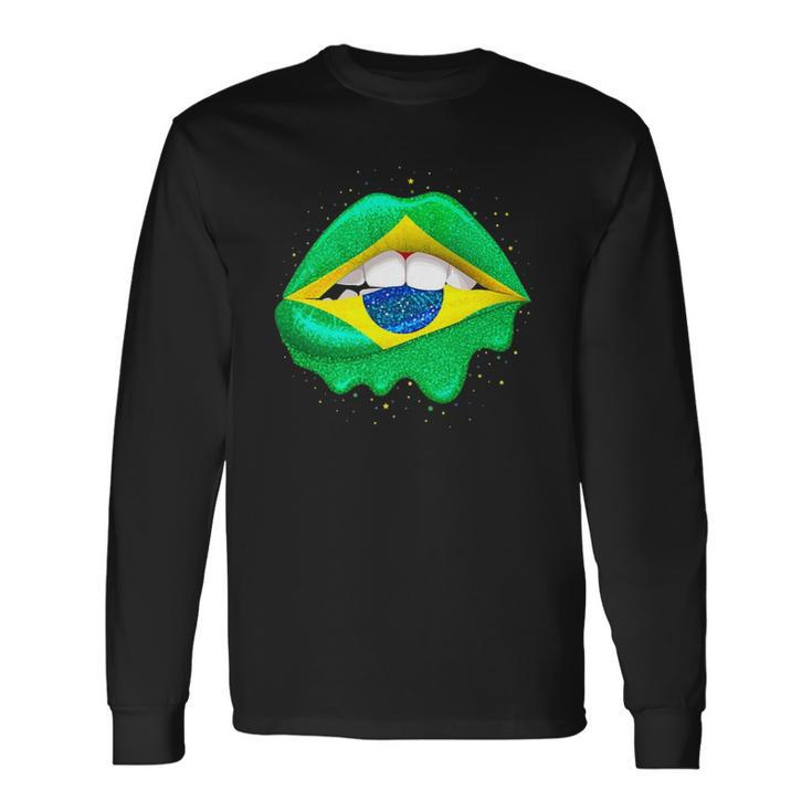 Brazilian Flag Lips Girls Brazil Long Sleeve T-Shirt T-Shirt