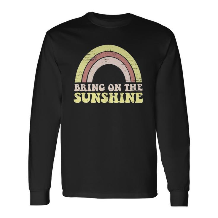 Bring On The Sunshine Distressed Graphic Tee Rainbow Long Sleeve T-Shirt T-Shirt