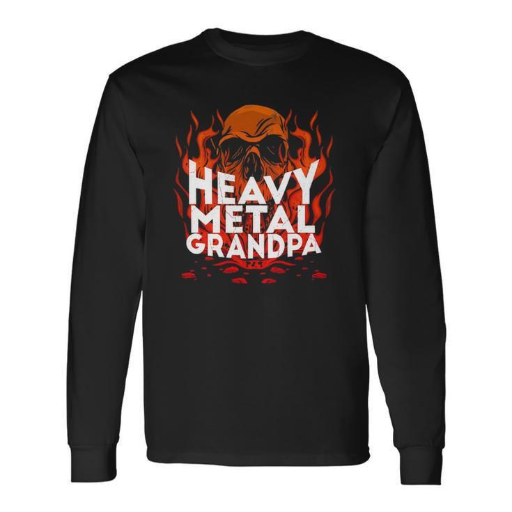 Brutal Heavy Metal Crew Heavy Metal Grandpa Skull On Flames Long Sleeve T-Shirt T-Shirt