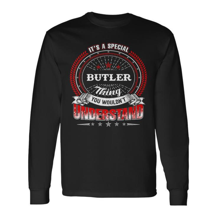 Butler Shirt Crest Butler Shirt Butler Clothing Butler Tshirt Butler Tshirt For The Butler Long Sleeve T-Shirt