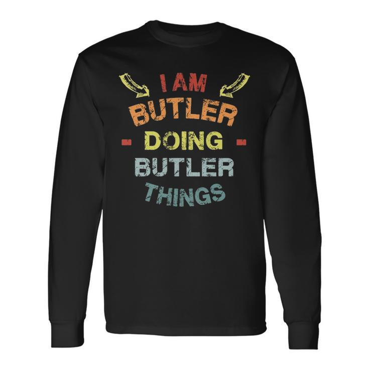 Butler Shirt Crest Butler Shirt Butler Clothing Butler Tshirt Butler Tshirt For The Butler Png Long Sleeve T-Shirt