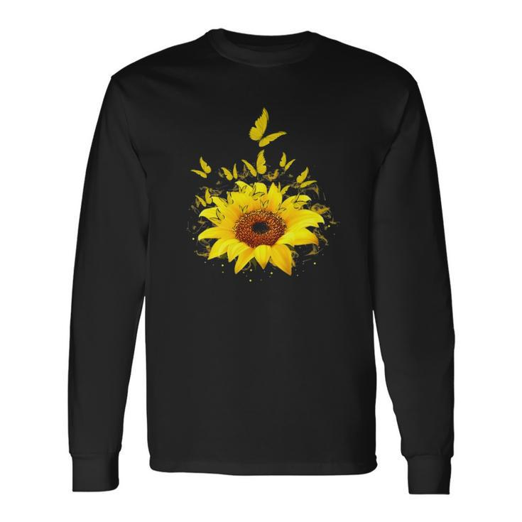 Butterflies Sunflower Smoke Long Sleeve T-Shirt T-Shirt