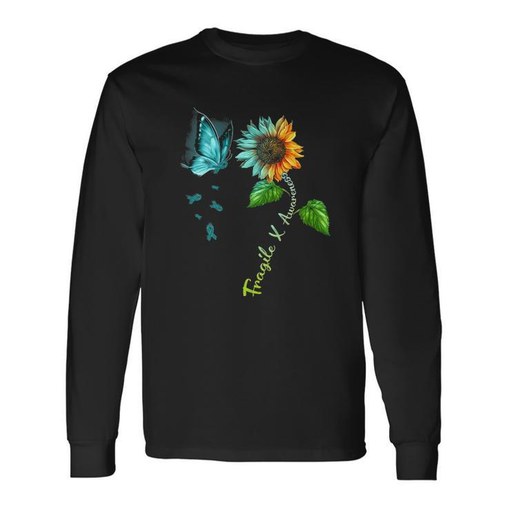 Butterfly Sunflower Fragile X Awareness Syndrome Long Sleeve T-Shirt T-Shirt