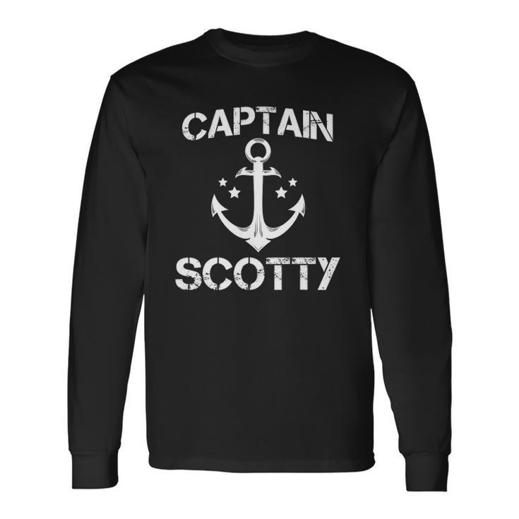 Captain Scotty Birthday Personalized Name Boat Long Sleeve T-Shirt