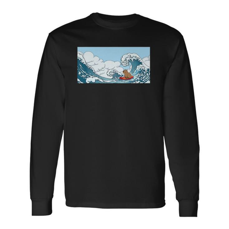 The Capybara On Great Wave Long Sleeve T-Shirt T-Shirt Gifts ideas