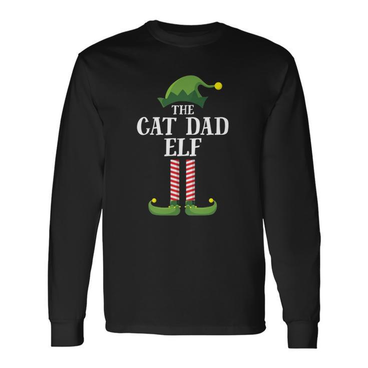 Cat Dad Elf Matching Group Christmas Party Pajama Long Sleeve T-Shirt T-Shirt