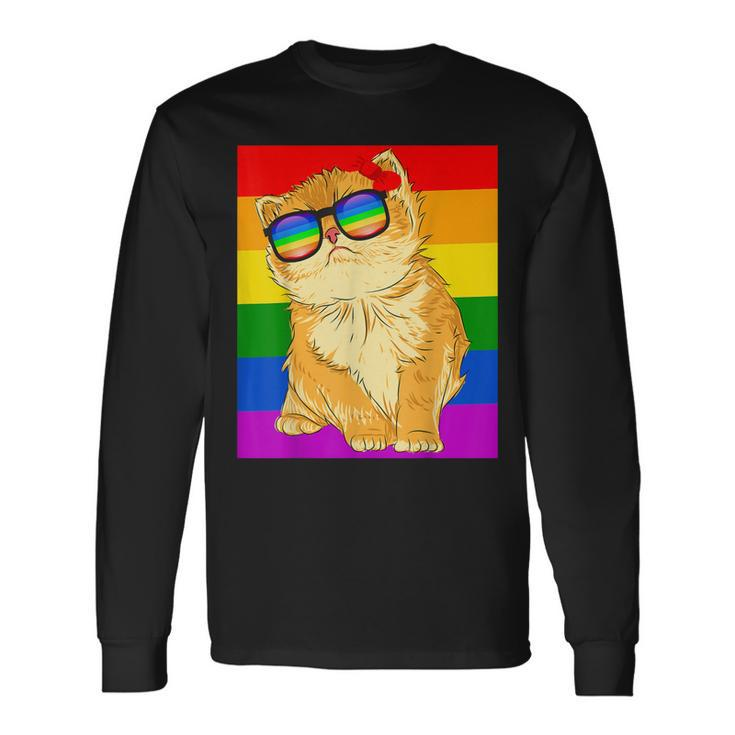 Cat Lgbt Gay Rainbow Pride Flag Boys Girls Long Sleeve T-Shirt T-Shirt