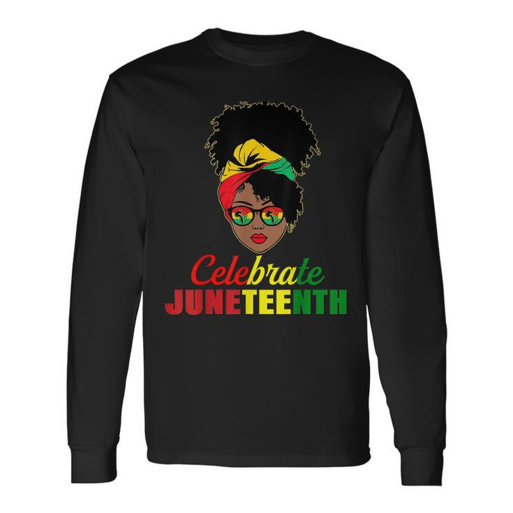 Celebrate Juneteenth Messy Bun Black Melanin Pride Long Sleeve T-Shirt T-Shirt Gifts ideas