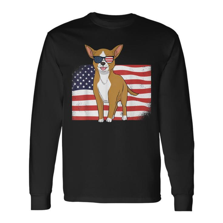 Chihuahua Dad & Mom American Flag 4Th Of July Usa Dog Long Sleeve T-Shirt