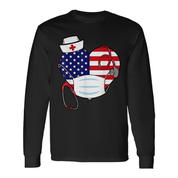 Christmas Nurse America Heart 4Th Of July Of Nurse Fun Long Sleeve T-Shirt