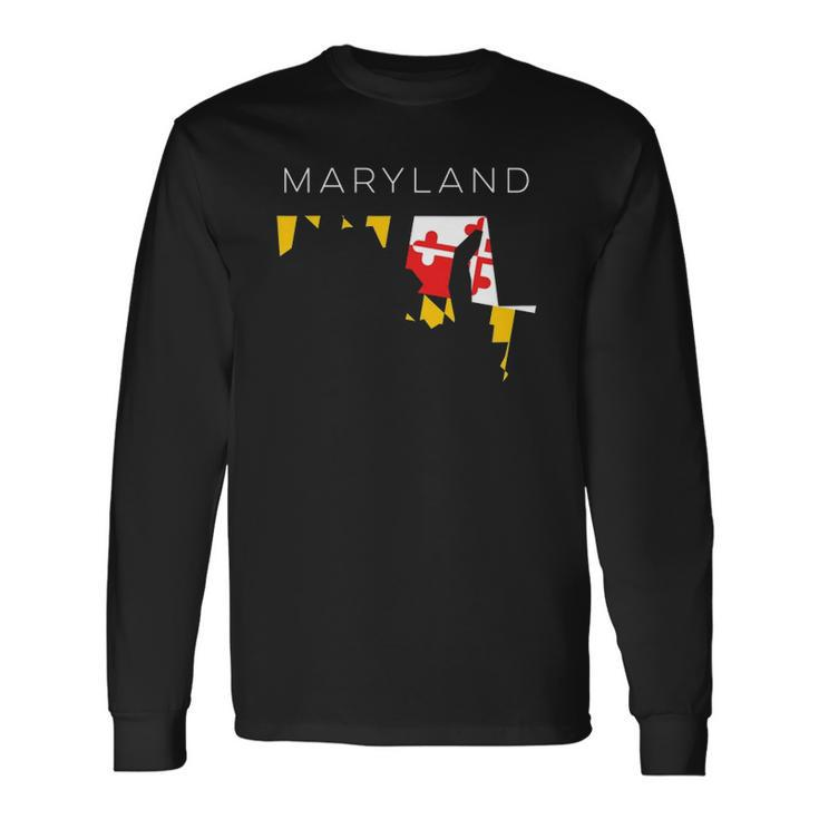 Classy Maryland State Flag Printed Graphic Tee Long Sleeve T-Shirt T-Shirt