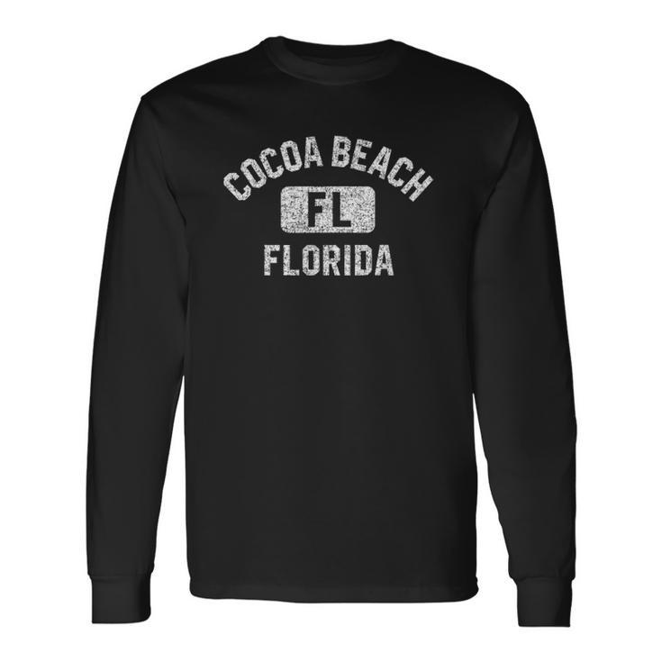 Cocoa Beach Fl Florida Gym Style Pink W Distress White Print Long Sleeve T-Shirt T-Shirt